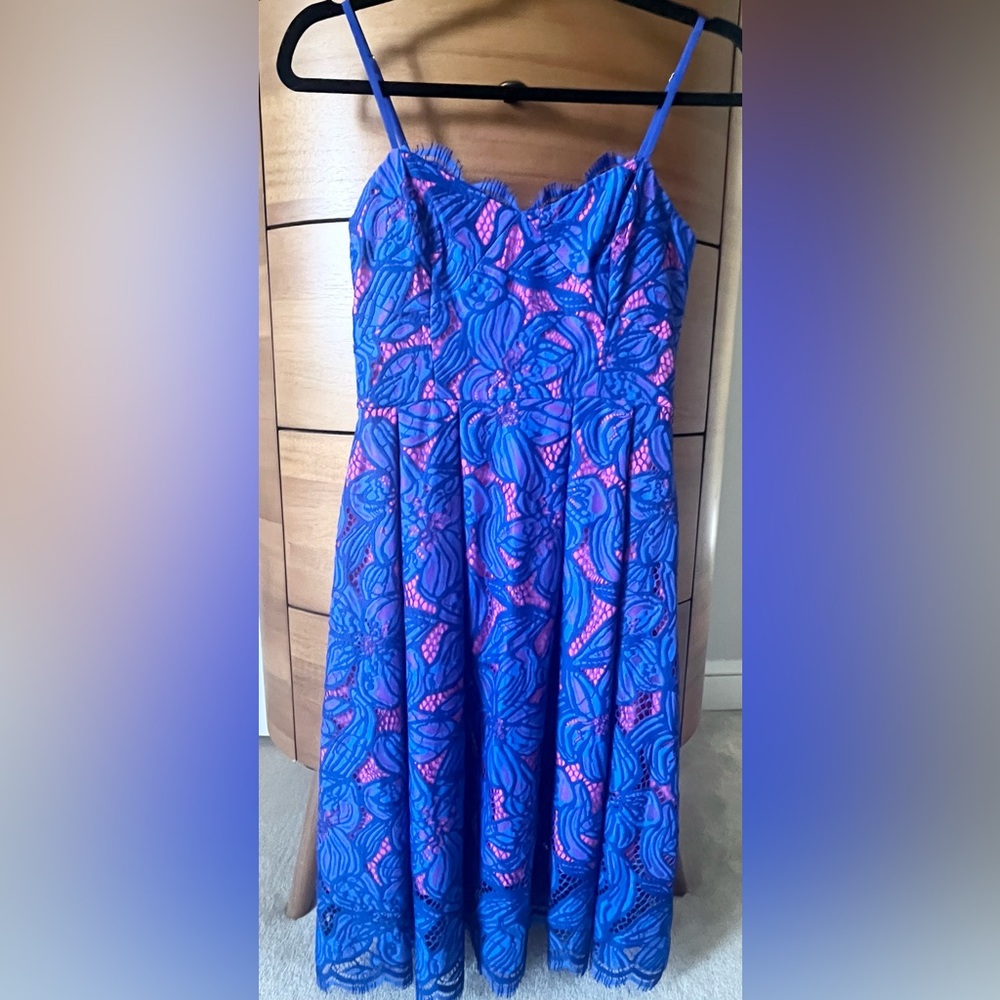 Lilly Pulitzer Pink and Blue Lace Camella Dress - SZ 00 - Picture 4 of 6